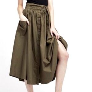 Free People Dream Of Me Midi maxi Skirt Moss Green Sz S NEW